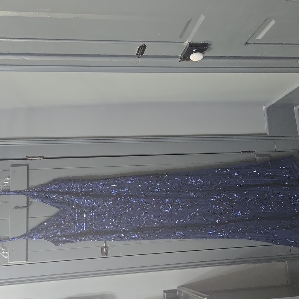 Primavera Couture Blue Sequin Prom Dress